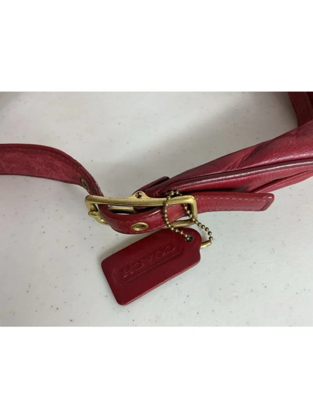 Coach Vintage Cherry Red Leather Zoe Hobo Bag Purse